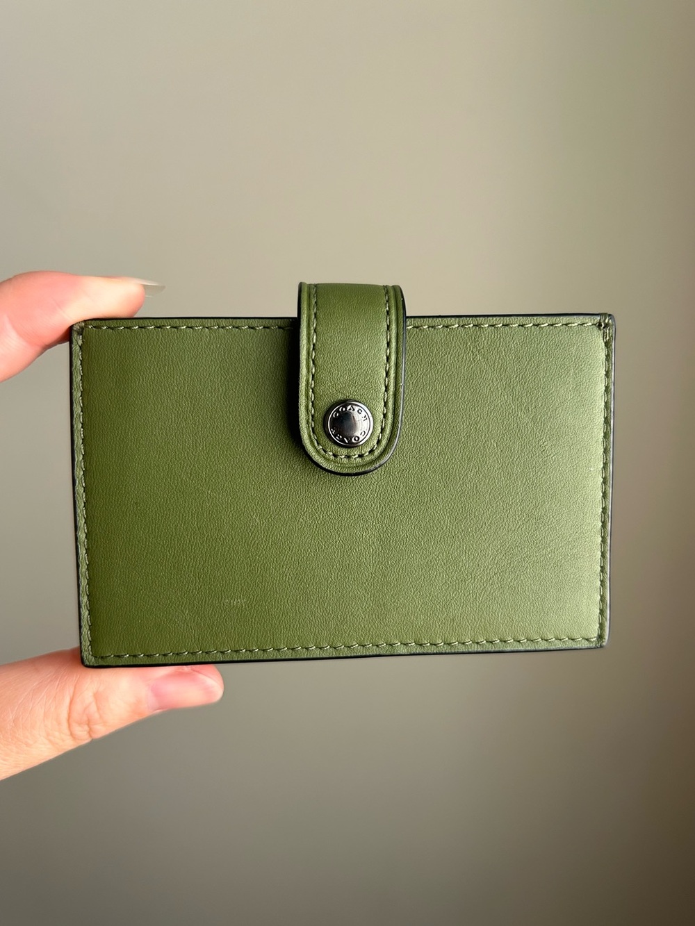 Coach Accordion Card Case, Olive Green/Gunmetal
